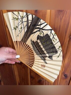 Vintage Northwest Orient Paper and Bamboo Hand Fan